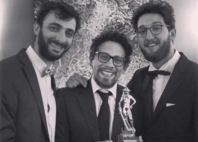 Basilicata filmmakers Angelo Troiano, Sergio Ragone and Giuseppe Marco Albano with their David di Donatello Award.