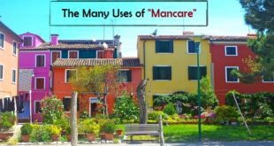 Houses and a park bench in Italy where people can sit to discuss how to use the verb mancare